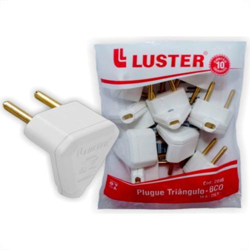 Pino Triangulo 2 Polos Luster 10A Branco 2046 - Kit C/10 Pino Triangulo 2 Polos Luster 10A Branco 2046 - Kit C/10