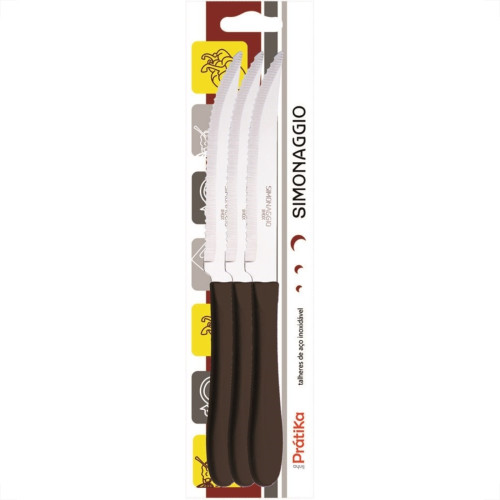 Faca Simonaggio Mesa Pratika 3Pecas Preta 120.103.0301.002 Faca Simonaggio Mesa Pratika 3Pecas Preta 120.103.0301.002