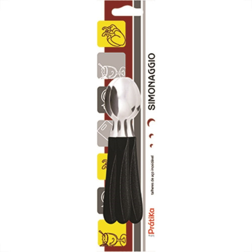 Colher Simonaggio Cha Pratik 3Pecas Preta 120.103.0104.002 Colher Simonaggio Cha Pratik 3Pecas Preta 120.103.0104.002