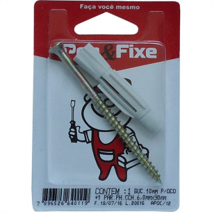 Cartela Bucha Fixacao 10 Com Anel+Parafuso 6 X 90 Peg&Fixe Kit 2 Pecas  Apoc/12