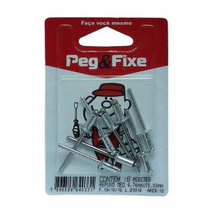 Cartela Rebite Repuxo Aluminio 4,76X10Mm Peg&Fixe 8 Pecas  Areb/10