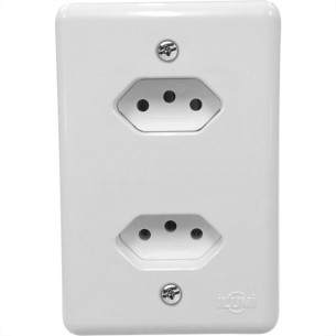 Conjunto Ilumi Stylus 4X2 Branco Com Placa (2Tomadas 20A Monobloco) 201210