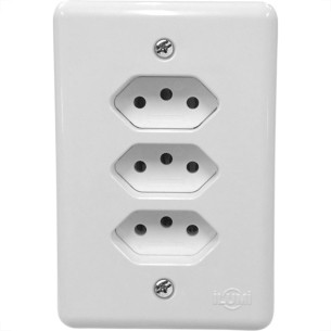 Conjunto Ilumi Stylus 4X2 Branco Com Placa (3Tomadas 10A Monobloco) 201201