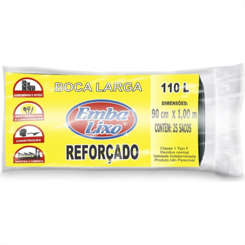 Saco Embalixo Profissional Preto 110L Com 25 Sacos 511768 Saco Embalixo Profissional Preto 110L Com 25 Sacos 511768