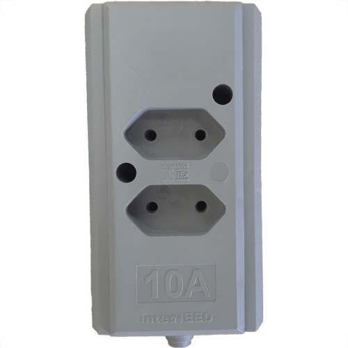 Tomada Barra Interneed Dupla 10A 2 Polos Cinza 69362 Tomada Barra Interneed Dupla 10A 2 Polos Cinza 69362