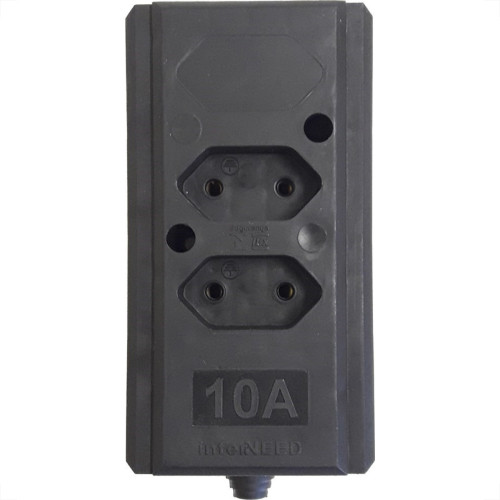 Tomada Barra Interneed Dupla 10A 2 Polos Preta 69300 Tomada Barra Interneed Dupla 10A 2 Polos Preta 69300