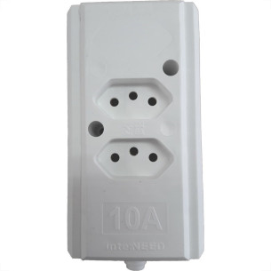 Tomada Barra Interneed   Dupla 10A 2 Polos +Terra Branca 68884