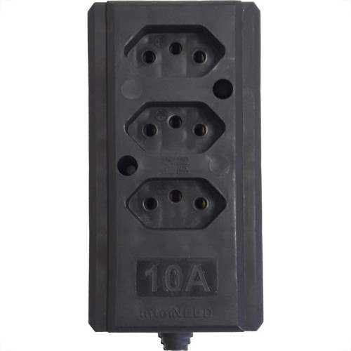 Tomada Barra Interneed Tripla 10A 2 Polos +Terra Preta 66170 Tomada Barra Interneed Tripla 10A 2 Polos +Terra Preta 66170