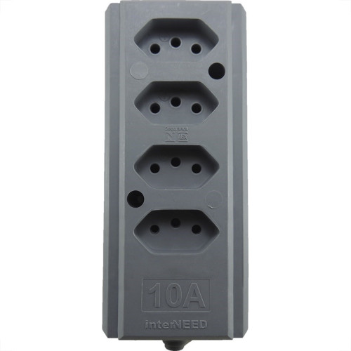 Tomada Barra Interneed (G) Quadrupla 10A 2 Polos +Terra Cinza 66323