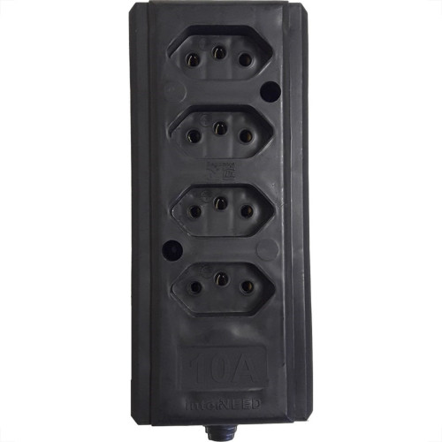 Tomada Barra Interneed (G) Quadrupla 10A 2 Polos +Terra Preta 66262