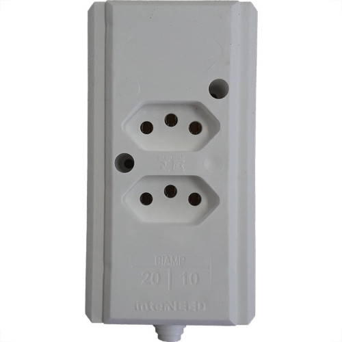 Tomada Barra Interneed Dupla 10/20A 2 Polos +Terra Branca 68976 Tomada Barra Interneed Dupla 10/20A 2 Polos +Terra Branca 68976