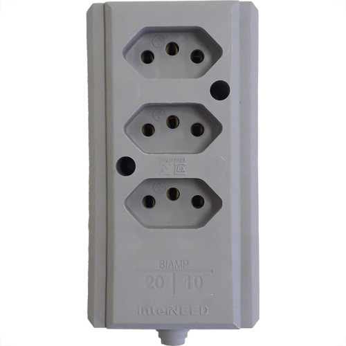 Tomada Barra Interneed Tripla 10/20A 2 Polos +Terra Cinza 66507 Tomada Barra Interneed Tripla 10/20A 2 Polos +Terra Cinza 66507