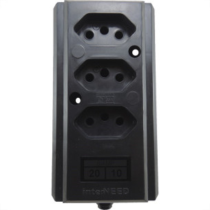 Tomada Barra Interneed   Tripla 10/20A 2 Polos +Terra Preta 66446