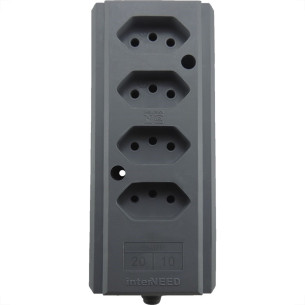 Tomada Barra Interneed   Quadrupla 10/20A 2 Polos +Terra Cinza 66590