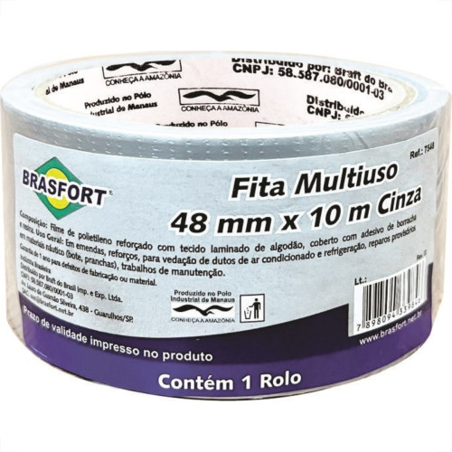Fita Silver Tape Brasfort Multiuso 48 X 10M Cinza 7548 Fita Silver Tape Brasfort Multiuso 48 X 10M Cinza 7548
