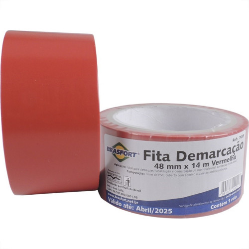Fita Demarcacao Solo Brasfort 48X14M Vermelha 7639 Fita Demarcacao Solo Brasfort 48X14M Vermelha 7639