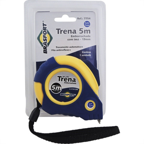 Trena Brasfort Auto-Trava Emborrachada 5M/19Mm 7754 Trena Brasfort Auto-Trava Emborrachada 5M/19Mm 7754
