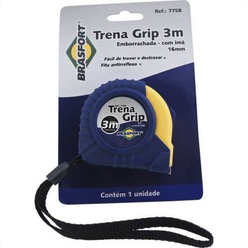 Trena Brasfort Emborrachada Grip 3M/16Mm Com Trava 7758 Trena Brasfort Emborrachada Grip 3M/16Mm Com Trava 7758