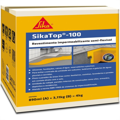 Sikatop 100 Cinza 4Kg Caixa 428058 Sikatop 100 Cinza 4Kg Caixa 428058