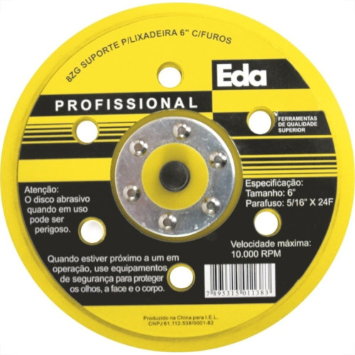 Disco Borracha Eda Para Lixadeira 5 Furo 5'' Com Velcro 90Y Disco Borracha Eda Para Lixadeira 5 Furo 5'' Com Velcro 90Y