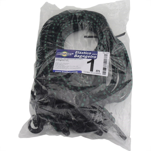 Elastico Para Bagageiro Brasfort 1,00M Garra Pvc 7617 - Kit C/10 Elastico Para Bagageiro Brasfort 1,00M Garra Pvc 7617 - Kit C/10