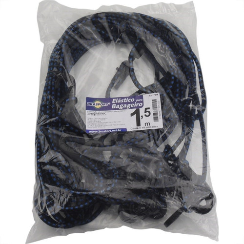 Elastico Para Bagageiro Brasfort 1,50M Garra Pvc 7618 - Kit C/10 Elastico Para Bagageiro Brasfort 1,50M Garra Pvc 7618 - Kit C/10