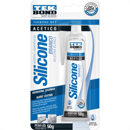 Cola Silicone Tekbond 50G Acetico Branca Com Blister Cola Silicone Tekbond 50G Acetico Branca Com Blister