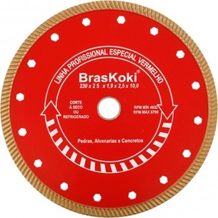 Disco Diamantado Braskoki 230Mm Turbo Jet Profissional Seco/Agua 