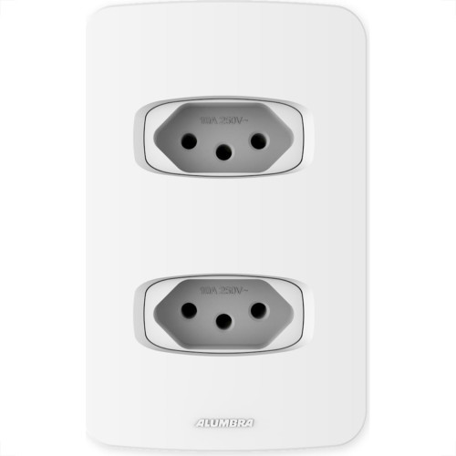 Conjunto Alumbra Gracia 4X2 Branco Com Placa 2 Tomadas 10A 85335