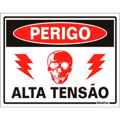Placa Sinalizacao Poliestireno 15X20 ''Perigo Alta Tensao'' 220Be Placa Sinalizacao Poliestireno 15X20 ''Perigo Alta Tensao'' 220Be