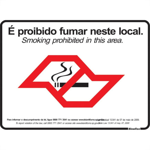 Placa Sinalizacao Poliestireno 20X25 ''lei Estadual Sp13541'' 280Sp Placa Sinalizacao Poliestireno 20X25 ''lei Estadual Sp13541'' 280Sp
