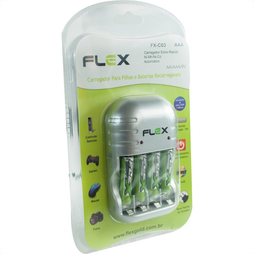 Carregador Flexgold Para Pilha Aaa 1100Ma Com 4 Aaa Fx-C03/Aaa Carregador Flexgold Para Pilha Aaa 1100Ma Com 4 Aaa Fx-C03/Aaa