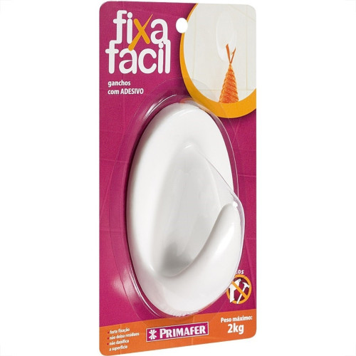 Gancho Adesivo Primafer Branco Plastico 2 1Kg 1 Peca Grande 2505 Gancho Adesivo Primafer Branco Plastico 2 1Kg 1 Peca Grande 2505