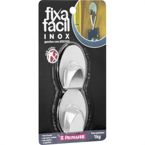 Gancho Adesivo Primafer Branco Inox 1 1Kg 2Pecas Medio Pr2592 Gancho Adesivo Primafer Branco Inox 1 1Kg 2Pecas Medio Pr2592