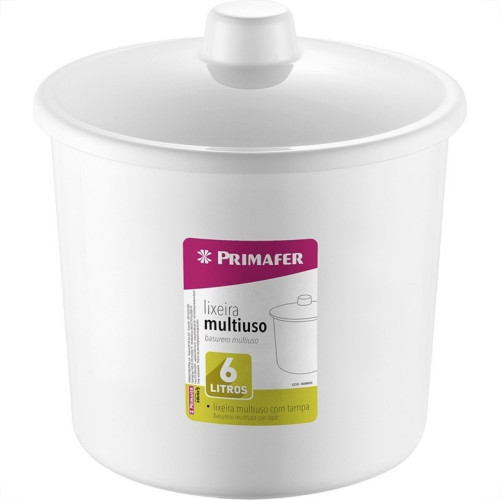 Lixeira Primafer Plastico 6 Litros Branca Com Tampa 1014-2 Lixeira Primafer Plastico 6 Litros Branca Com Tampa 1014-2