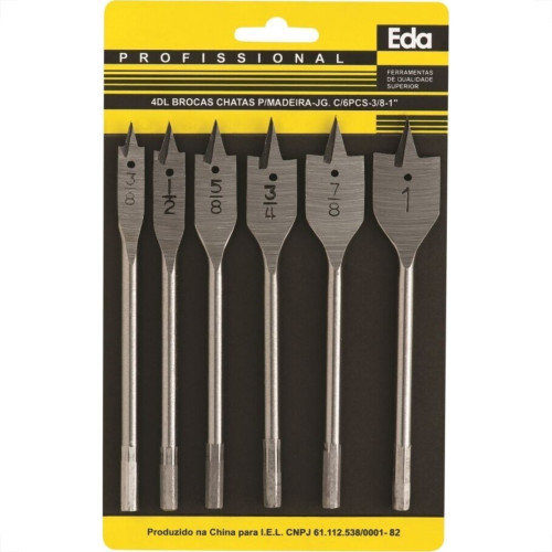 Broca Madeira Chata Eda 3/8A1'' C/6 Pecas 4Dl Broca Madeira Chata Eda 3/8A1'' C/6 Pecas 4Dl