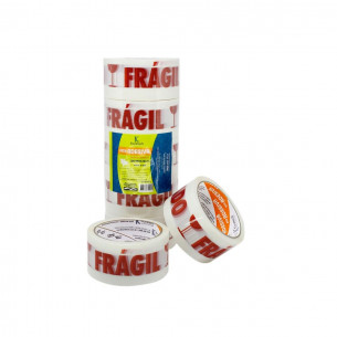 Fita Embalagem Koretech Cuidado Fragil Branca 48X50  Pa.18.01.0.0007 . / Kit C/ 5
