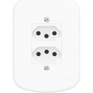 Conjunto Fame 4X2 Branco Com Placa 2Tomada 20A 
