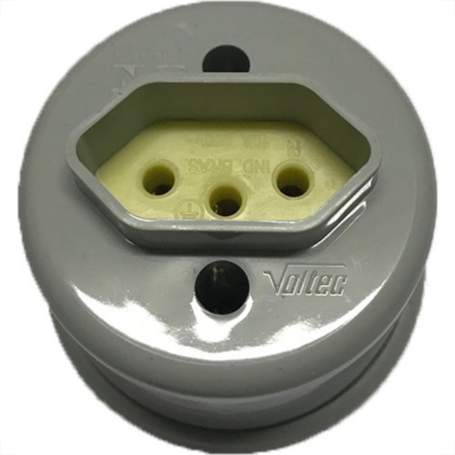 Tomada Externa Voltec 2 Polos +Terra 10A Cinza V418.2 - Kit C/30  Tomada Externa Voltec 2 Polos +Terra 10A Cinza V418.2 - Kit C/30