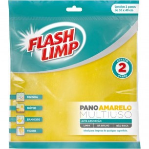 Pano Limpeza Flashlimp Mult Amarelo Com 2Pecas Blister Flp4540