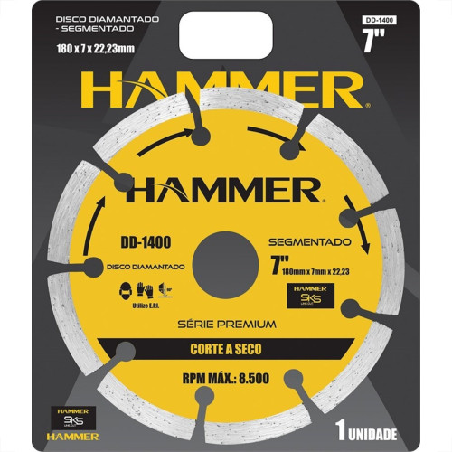 Disco Diamantado Hammer Segmentado 180Mm Seco Gydd1400 Disco Diamantado Hammer Segmentado 180Mm Seco Gydd1400