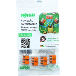 Conector Emenda Wago Flow 3Polo 4Mm Com 4Pecas 413 60473337