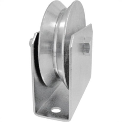 Roldana Zincada ''V'' Detoni Eixo Furado 2.1/2'' Com Suporte - Kit C/2