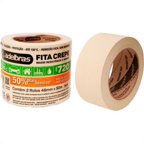 Fita Crepe Adelbras Alta Performance 48Mmx50M - Kit C/2
