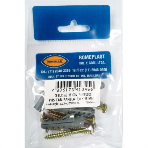 Parafuso Jomarfix Romeplast Panela Com Bucha 08 6Pecas Parafuso Jomarfix Romeplast Panela Com Bucha 08 6Pecas