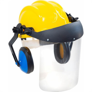 Capacete Com Abafador+Viseira Plastcor Amarelo 70001320