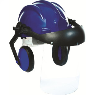 Capacete Com Abafador+Viseira Plastcor Azul 70001322