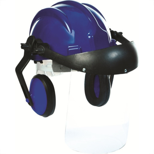 Capacete Com Abafador+Viseira Plastcor Azul Capacete Com Abafador+Viseira Plastcor Azul