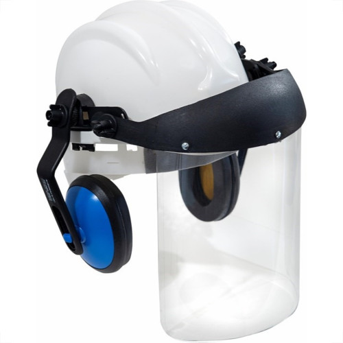 Capacete Com Abafador+Viseira Plastcor Branco Capacete Com Abafador+Viseira Plastcor Branco