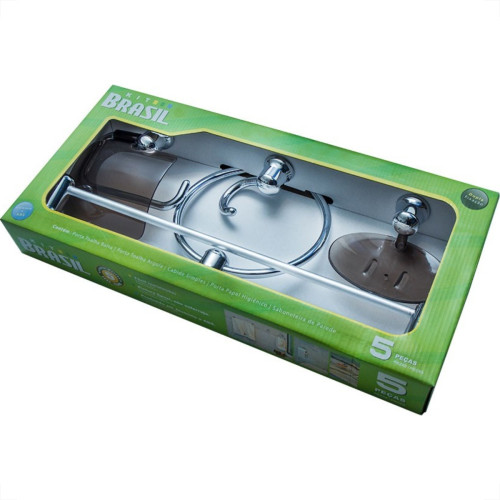 Acessorio Wc Brasil Cromado Fume 5 Pecas B1302050/30 Acessorio Wc Brasil Cromado Fume 5 Pecas B1302050/30